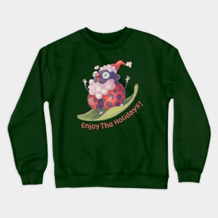 Enjoy The Holidays (skating Santa Bug) Crewneck Sweatshirt